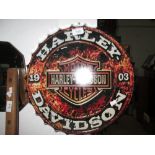 Painted Harley Davidson advertising sign