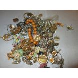 Bag costume jewellery : necklaces, brooches etc.