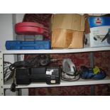 2 shelves of assorted electrical woodworking tools, srewdriver sets etc.