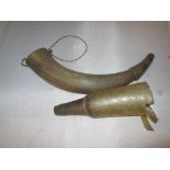2 x 19th century horn powder flasks