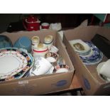 2 x boxes of decorative china and glassware ; Pallisy Hunting tea cup and saucer,