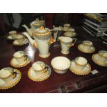 Art Deco Burleigh coffee set Zenith pattern : 6 x cups, 6 x saucers,