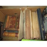 2 x boxes of books : early leather bound volumes included, Dante,