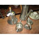 Polished pewter four part tea set by Selangor