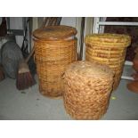 Coir boat fender & 2 grass weave baskets