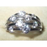 Modern silver multi CZ stone ring size 61, 5.