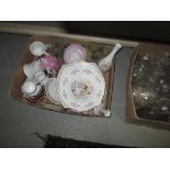 3 x boxes of china and glassware : Border Fine Art Flower Fairies ware etc.
