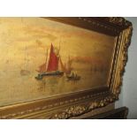 Early 20th century oil on artists board Marine scene W Carter, & watercolour Marine scene,