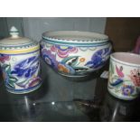 3 x pieces of Poole Pottery : Bluebird bowl & jam pot with cover and cup