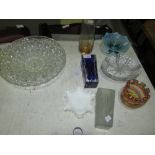 Glassware : milk glass, vaseline glass, crimped glass vase etc.