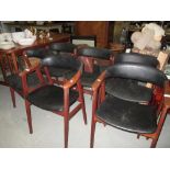 Set of six retro Danish rexine dining chairs (Do not comply with 1988 Regs,