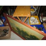 Folding table, chess boards and prints etc.