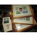 Assorted framed pen and ink studies by S Jones,