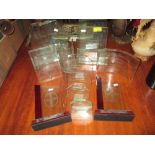 Various glass trophies & 2 x model catalogues (SS Uganda & Airfix)