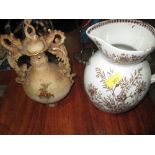 Late 19th century Austrian W&R double handle dragon vase & Edwardian water jug