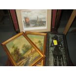 Pair of late 19th century oils on artist board Country Landscape 22 cms x 14 cms,