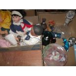 Assorted glassware and collectors dolls, glass animals, collectors plates etc.
