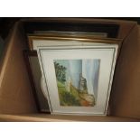 Box of assorted pictures and prints