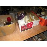 4 x boxes of decorative china and glassware, tea ware, enamel ware etc.