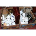 Two boxes of miscellaneous to include Royal Worcester, Coalport, stoneware flagon, bargeware,