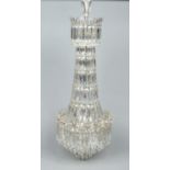 A 19th century silver plated and cut crystal eight branch chandelier, 1m 10cm high, 40cm wide.