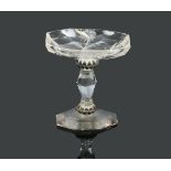 A 19th century carved rock crystal pedestal salt seller of canted rectangular form.