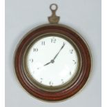 A 19th century sedan wall clock. With brass bezel and reeded inlaid mahogany frame.