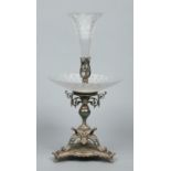 A Victorian silver plated and cut glass single flute epergne.