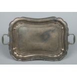 An Anglo Indian twin handled silver serving tray. Punch marks to the handle Y. A. H. and T.