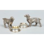 A pair of novelty silver plated salt sellers,