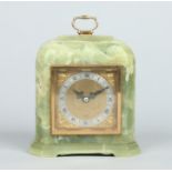 An onyx cased Elliot mantel clock. With square gilt dial having silvered chapter ring.