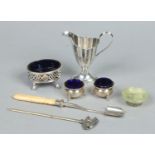 A collection of silver and silver plate; a WMF novelty meat skewer,