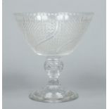 A Stourbridge cut crystal pedestal rose bowl by Webb & Corbett. Acid etched mark, 24.5cm.