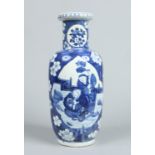 A 19th century Chinese blue and white rouleau vase.