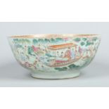 A large Chinese Qianlong punch bowl with orange peel textured glaze.