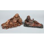 Five 19th century Chinese carved hardwood figures.