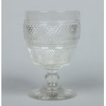 A large early Victorian cut glass rummer. With a hobnail band, knopped stem and star cut base, 23.