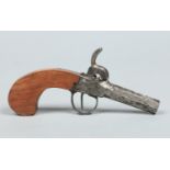 A 19th century Belgian boxlock percussion cap pocket pistol. With Liege proof mark, barrel length 6.