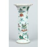 A 19th century Chinese wucai glazed gu shaped vase.