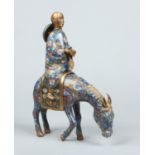 A Chinese cloisonne figural censor.