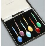 A cased set of six silver demitasse spoons by Turner & Simpson Ltd.