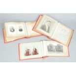 Three French cloth bound photograph albums containing monochrome portrait photographs.