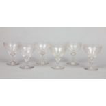 A set of six Victorian wine glasses.