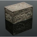 A Chinese export silver box with hinged cover.