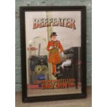 A mahogany framed advertising mirror for Beefeater London distilled dry Gin.