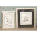 Two classical style prints in silvered frames,