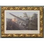 A framed limited edition Ivan Berryman print depicting a Spitfire in combat entitled 'Racing