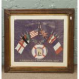 A World War I oak framed silk work picture, Victory for the allies.