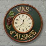 A Quartz advertising clock Vins D'Alsace Dewberry London.