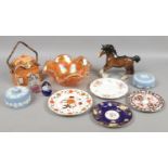 A group of collectable ceramics and glass including Wedgwood Jasperware, paperweights,